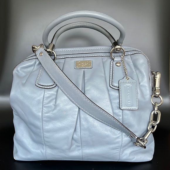 Coach Handbags - Coach gray leather Ashley satchel.